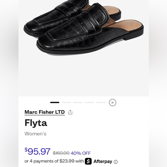 Marc Fisher Penny Loafer Mule Women’s Sz 5.5 Slip On Flyta Croc Embossed Leather - Picture 8 of 8